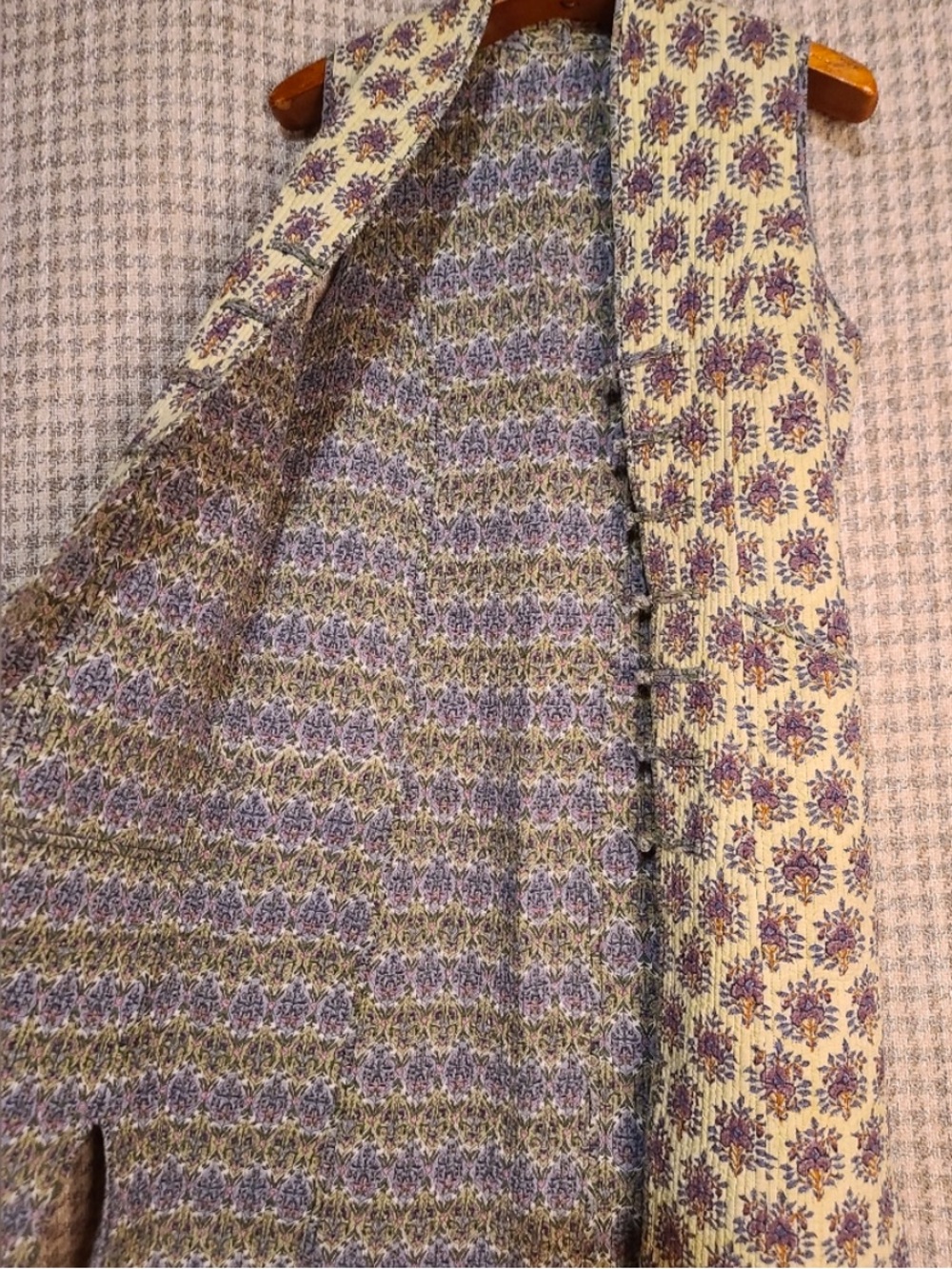 🌷Block Print Quilted Cotton Reversible Long Vest Anokhi Adini Phool Mieko Mintz